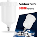 Miniatyrbild 4 av 5: Färgkopp Plastkopp Luftgravitation Färgburk Trådkontakt för Sprutpistol Kapacitet 600ML