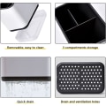 Miniatyrbilde 4 av 5: Bestikkholder, tildekket oppvaskstativ, 3 rom multifunksjonelt bestikkbrett (svart) 13,6*14,7*10cm