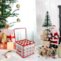 Miniatyrbillede 4 af 5: Opbevaringsboks til julekugler med skillevægge, rummer op til 64 kugler, foldbar med håndtag, lynlås, til julepynt