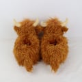 Miniatyrbild 2 av 5: Highland Cow Tofflor, Plysch Skotska Ko Tofflor, Mjuka Varma Djur Tofflor Hem Inomhus Tofflor (sula 29cm)