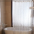 Miniatyrbillede 3 af 5: Anti-meldug bruseforhæng 180 x 200 cm, 3D semi-transparent EVA vaskbare bruseforhæng med 12 kroge, vandtæt antibakteriel hurtigtørrende, compa
