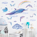Miniatyrbild 1 av 5: Haj Väggdekaler Under Havet Väggdekaler Marin Fisk Väggdekaler kompatibla Pojkrum Badrum Baby Barnkammare