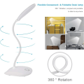 Miniatyrbillede 3 af 5: Skrivebordslampe med fleksibel svanehals, 3 niveauer lysstyrke, batteridrevet bordlampe 5W berøringskontrol, kompakt bærbar lampe til sovesal, kontor, soveværelse, øjenvenlig og energibesparende hvid