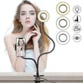 2 i 1 LED Selfie Ring Light bordsfäste ljus iPhone-hållare med ljus