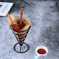 Miniatyrbillede 4 af 5: Fransk Fritter Display Stativ, Sort 3 Dele Robust Konisk Fritter Kegleholder til Familier Restauranter Cafeer Barer Snackbarer Bryllupper Fester