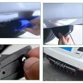 Miniatyrbillede 4 af 5: 4 stk. bilens bagkofanger spoiler diffuser, hajfin diffuser universel bagkofanger spoiler anti-slid chassis dekoration bil spoiler, rød sort