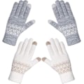 Miniatyrbilde 1 av 4: Pairs Dame Vinter Varme Berøringsskjermhansker Strikket Mykt Mønster - Hvit/Grå - One Size, 21*12CM