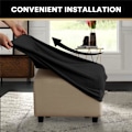 Miniatyrbilde 3 av 5: Jacquard Stretch firkantet pufftrekk Sofa Pufftrekk Myk firkantet fotskammeltrekk Vaskbar avtagbar (Svart, 27-32 tommer/68-81 cm)