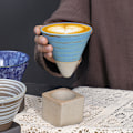 Miniatyrbillede 1 af 5: 1 stk. Keramisk Espressokopper Groft Potte Kaffekrus med Base 7oz Mini Esp