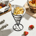 Miniatyrbillede 3 af 5: Fransk Fritter Display Stativ, Sort 3 Dele Robust Konisk Fritter Kegleholder til Familier Restauranter Cafeer Barer Snackbarer Bryllupper Fester