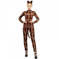 Miniatyrbillede 1 af 2: Leopard Print Sexet Jumpsuit Halloween Cheetah Performance Festkjole