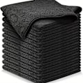 Pikkukuva 1 / 3: 12 Mikrokuitu Puhdistusliinaa - Premium Laatu - Musta - 30 x 30 cm
