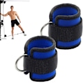 Miniatyrbild 1 av 5: 2PCS fotledsstöd för styrketräning, justerbar D-ring fitness fotled handledsrem med hållbara flätor för magmuskler, ben och knappvikter övningar män och kvinnor