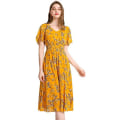 Miniatyrbillede 1 af 3: Blomstrede Chiffon Kjoler til Kvinder Flowy Homecoming Cocktail Kjole Casual Strand Sol Kjole GUL XL