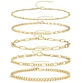 Miniatyrbild 1 av 4: Femdelat armbandset för kvinnor, 18K guldpläterat kedjearmband
