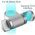 Miniatyrbilde 2 av 5: Dusjhodeholder, Justerbar Høyde Dusjhodeholder, 360° Svingbar Universal Dusjbrakett Solid Børstet 304 Rustfritt Stål Erstatning for Φ25m