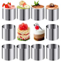 Miniatyrbillede 1 af 4: 10 stk. Rustfrit Stål Bageforme, Runde Kageforme, Mousse Ringe, Runde Kageudstikkere, Dessert Ring Bageforme til Fondant, Sushi