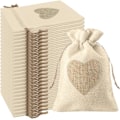 Miniatyrbilde 1 av 5: 24 stk Hjerteformet Burlapposer 10*14CM, for Bryllupsgaver Godteri Gaver Dåp Bursdag Jul Små (Beige)