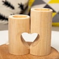 Miniatyrbild 2 av 5: Tealight-ljusstake för skrivbordsdekoration, dekorativt set med tealight-ljusstakar i trä, enhetligt hjärtformat ljusstakar för heminredning