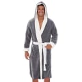 Miniatyrbild 1 av 3: Herrbadrock Tjock Fleece Varm Hoody Wrap Robe Sovkläder Grå L