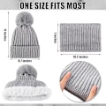 Miniatyrbild 3 av 3: Stickad Mössa Set Pompom Mössa Halsduk Handskar Vinter Varm Halsvärmare med Foder 3 Delar kompatibel Män och Kvinnor Vinter Stickad Mössa Set Halsduk Handskar
