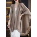 Miniatyrbilde 3 av 5: Kvinners Sjal Wrap Plus Size Cardigan Merino Ull Poncho Cape Høst Vinter O