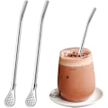 Miniatyrbilde 1 av 5: Gjenbrukbare skje-sugerør, Yerba Mate-sugerør, filtrert skje, for te, kaffe, sitronte, juice, 2 stk