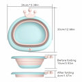 Miniatyrbild 4 av 5: Hopfällbar tvättställ för baby, multifunktionell bärbar baby tvättställ tvättställ för hem, kök, utomhusresor (rosa)