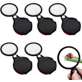 Miniatyrbilde 1 av 5: 5-pakke 2,1 tommers 10x Mini Lommeforstørrelsesglass med Beskyttende Roterende Lærhylster for Eldre, Bærbar Foldbar for Lesing, Nært Arbeid, Gave til Se