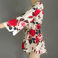 Miniatyrbilde 5 av 5: Kvinners Blomstermønstret Lang Ermet Klippet Jumpsuit,XL