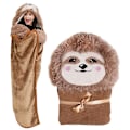 Miniatyrbild 1 av 4: Sloth Bärbar Huvfilt för Vuxna - Fluffy Super Soft Shag