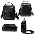 Miniatyrbild 4 av 5: Messenger Bag kompatibel Män Crossbody Axelväska Liten Vintage PU Läder Satchel Väska Sidokropp Handväska