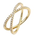 Miniatyrbild 1 av 5: S925 Silver Plated X Ring Simulerad Diamant Criss Cross Ring för Kvinnor Storlek 9