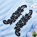 Miniatyrbild 4 av 4: 2 Par Blommiga Applikationer för Kläder Bohemisk Stil Ros Broderi Sy på Applikation för Bröllopsklänning Sy Spets Krage Klädtillbehör Hantverk för