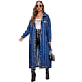 Miniatyrbild 1 av 5: Kvinnors mode vår knapp ner midi lång denim jean jacka trenchcoat