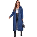 Miniatyrbillede 1 af 5: Kvinde Mode Forår Knap Ned Midi Lang Denim Jean Jakke Trenchcoat