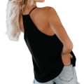 Miniatyrbillede 3 af 5: Kvinder V-hals Tank Top Chiffon Cami med Justerbare Spaghetti Stropper XL