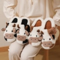 Miniatyrbillede 4 af 5: Cartoon Ko Slippers i Bomuld, Vinter Slippers til Kvinder, Størrelse 38-39