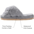 Miniatyrbillede 4 af 5: Kvinder Bløde Plys Letvægts Hjemmesko Fuzzy Krydsbånd Slip on Open