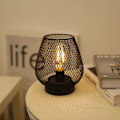 Miniatyrbild 1 av 5: Batteridriven bordslampa utomhus bordslykta, metallbur med timer