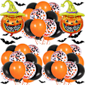 Miniatyrbillede 1 af 5: 72 stk. 12 tommer Halloween ballondekorationer sorte orange konfetti ballon