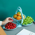 Miniatyrbilde 5 av 5: Multi-lags sammenleggbar fruktfat, sammenleggbar fruktfat snacks kake dessert displaystativ kjøkkenutstyr, blå