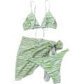 Miniatyrbillede 2 af 5: Kvinde Wrap Trekant Bikini Badetøj med Mesh Strand Skørt 3 Stykke Swimsui