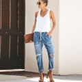 Miniatyrbilde 2 av 3: Dame Distressed Denim Joggers Løs Elastisk Midje Stretch Bukser XL