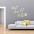 Miniatyrbillede 5 af 5: Kærlighed Live Latter Wall Decal Dekal Sølv Hjerte Spejl Væg Dekoration Soveværelse Liv