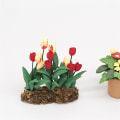 Miniatyrbilde 2 av 5: Simulerte dukkehusblomster, DIY simulerte miniatyr dukkehus mose plen hage scene dekorasjon dukkehus