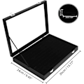 Miniatyrbillede 1 af 5: Sort Fløjl Ring Display Stativ med Låg - Ring Display med 100 Slots - Ringe, Øreringe og Manschetknapper Opbevaring med Klar Låg (36*24*5cm)