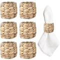 Miniatyrbilde 1 av 5: 6 stk vanndamask boho serviettringer, bondehus serviettringer sett med 6, rotting serviettringer, boho servietter, natur serviettringer for fest, bryllup, rekvisita