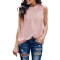 Miniatyrbilde 1 av 4: Kvinners sommerlige halterneck-chiffon singlet, casual ermeløse skjorter bluser XL