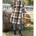 Miniatyrbillede 4 af 5: Kvinders Casual Lapel Knap Ned Langærmet Flannel Ternet Shacket Lang Shi